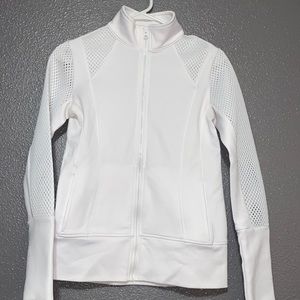 White Athletic Breathable Zip up Jacket